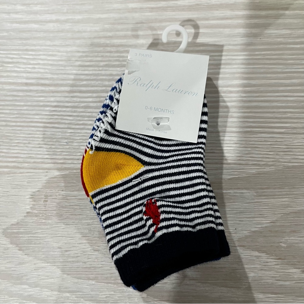 Ralph Lauren Blue Label Infant Socks Size 0-6 Months Logo Socks